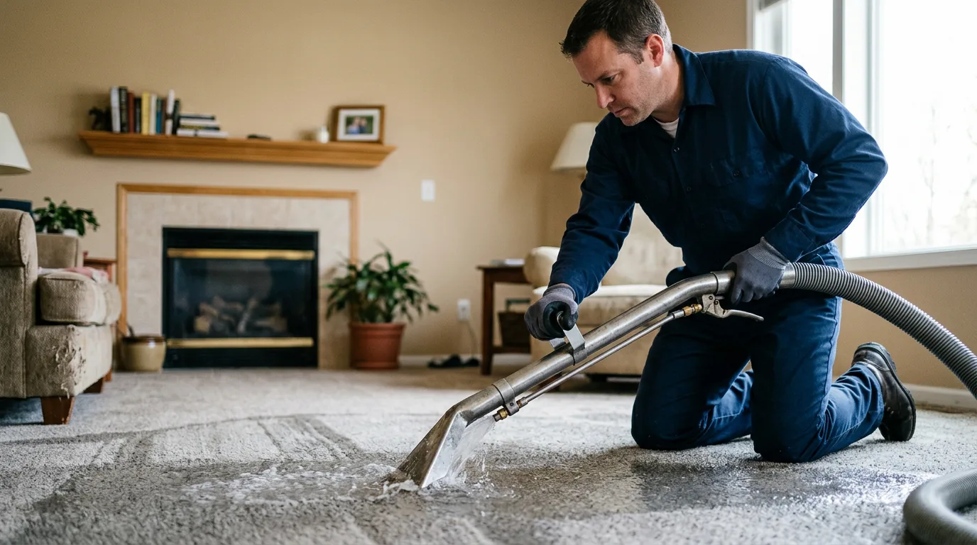 Water damage restoration technician working near Pittsboro, IN